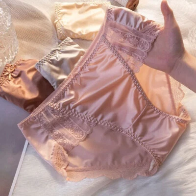 5 Pack Lot Womens Satin Panties Brief Bikini Lace Silky Cool Underwear Lingeries - Image 1 of 4