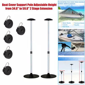 60" Extension Boat Cover Support Pole Adjustable Height Aluminum Large Base Kit - Picture 1 of 15