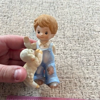 Vintage Homco Figurine 1449 Farmer Boy & Lamb Little Boy Knick Knack Home Decor - Image 1 of 4