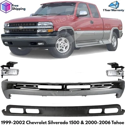 Front Bumper Chrome Kit For 1999-2002 Chevrolet Silverado 1500 & 2000-2006 Tahoe Foto 1 de 4