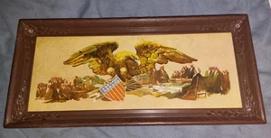 Vintage Founding Fathers & Patriotic Eagle Holding Shield & Arrows Nu-Dell Corp - Picture 1 of 4