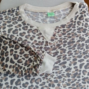 Honeydew Velour Leopardenmuster Sweatshirt SM super weich hellbraun Animalprint LS - Bild 1 von 12