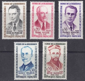 FRANCIA 1960 Eroi della Resistenza (4ª serie) 5v MNH** - Picture 1 of 1