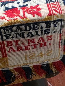 Raro Cobertor Tejido Maus 1848 P Nazaret Pensilvania Antiguo Tres Colores Flecos - Imagen 1 de 14