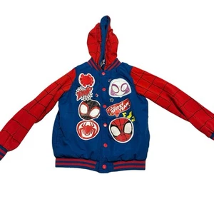 Giacca Disney Marvel Spiderman Varsity ragazzo taglia 7/8 blu bottoni a pressione - Foto 1 di 8