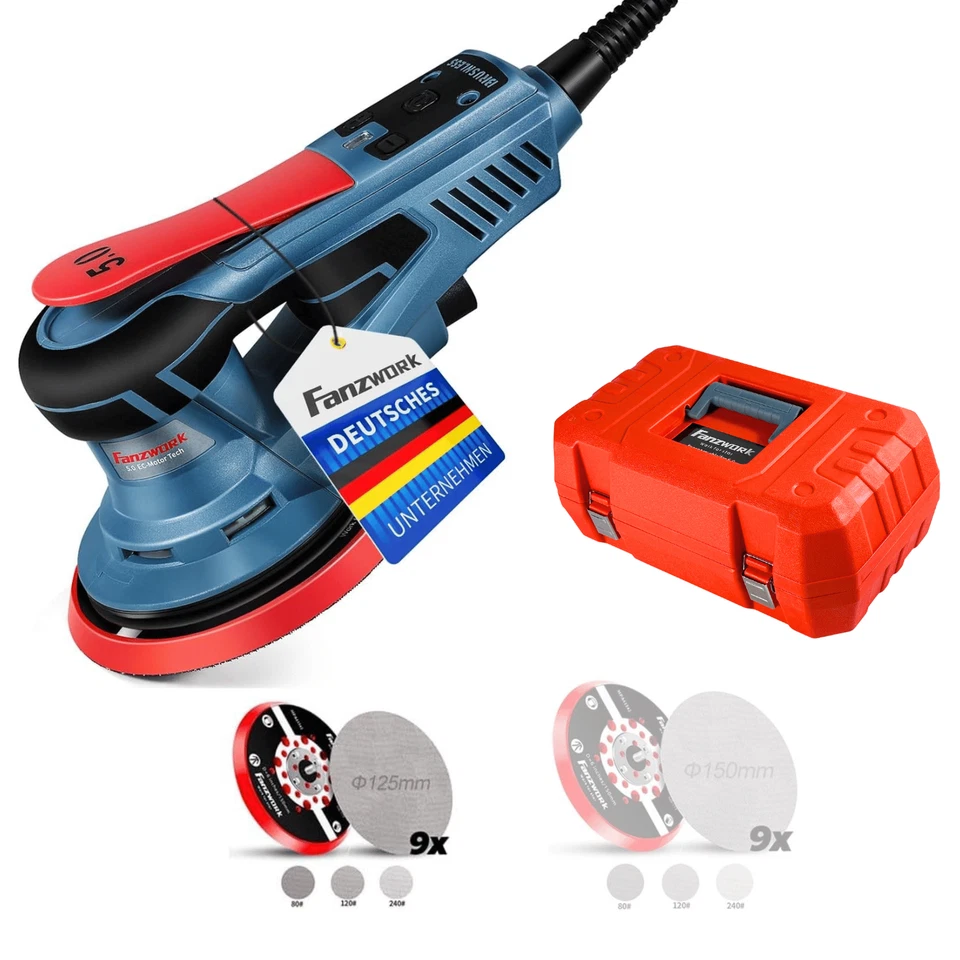 Bürstenloser Exzenterschleifer 125/150mm Schleifgerät, 5mm Hub, FANZWORK - Bild 1 von 4