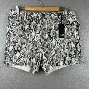 NWT Kut From The Kloth Gidget High Rise Cut Off Shorts Sz 12 Snake Print 4” - Picture 1 of 20