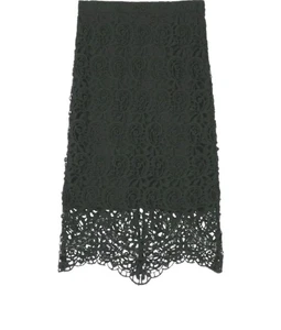 Burberry London Skirt Black Macrame Lace Pencil Elaborate Scroll Needlework 4 A+ - Picture 1 of 24