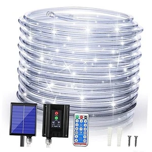 Solar Outdoor Rope Lights, 66ft 200leds Solar Powered Rope white-solar powered - Picture 1 of 8