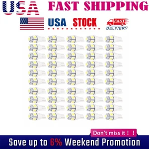 50X T10 5-SMD LED Interior Light bulb Super White 6500K 921 194 192 168 2825 W5W - Picture 1 of 9