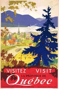 Visit Quebec Canada c.1940 Vintage Travel Poster Wall Art Print Retro Gift - Picture 1 of 6