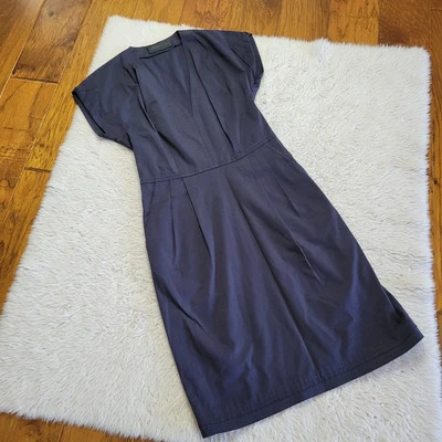 Derek Lam Dress Women's 0 Navy Blue Cotton Utility Nautical Retro Pockets - Image 1 of 4