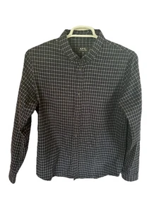 A.P.C. RUE MADAME PARIS PLAID BLUE FLANNEL BUTTON SHIRT MENS SIZE MEDIUM - Picture 1 of 5