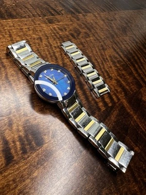 Bulova Women's Diamond Two Tone  Steel & Gold Watch Blue MoP Diamond - Image 1 of 3