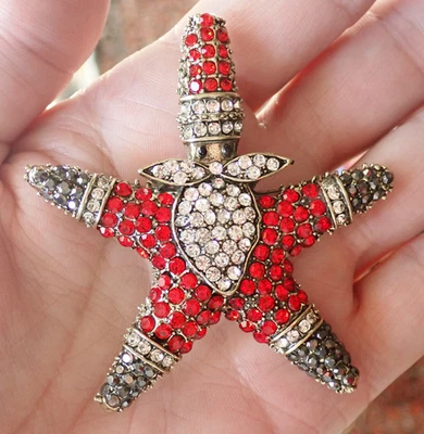 Broche prendedor Navidad SANTA STAR rojo con cristal Foto 1 de 4