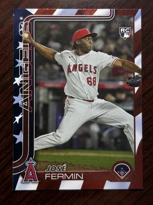 2025 Topps Update Jose Fermin Independence Day Foil Parallel RC #/76 Angels SP - Image 1 of 2