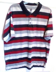 Camisa para hombre Crown Label estilo polo a rayas tres botones XL - Imagen 1 de 5
