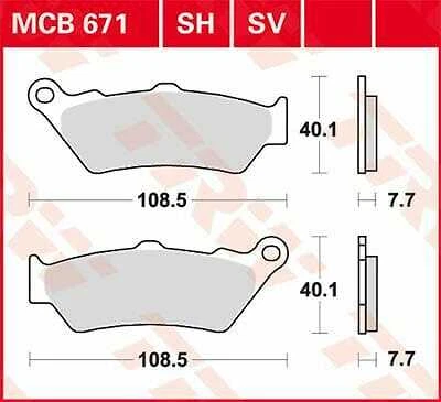 Pastillas de freno reducidas MCB671SV serie TRW SV BMW G 650 GS ABS 2009-2016 Foto 1 de 1