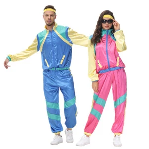 Mens Womens  1980s Neon Animal Shell Suit Adults 80's Fancy Dress Costume Outfit - Picture 1 of 17