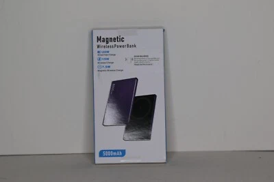 Power Bank magnético sem fio 5000mAh roxo/azul/cinza espacial para iPhone 13,14 - Imagem 1 de 2