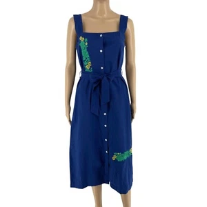 NICE THINGS Paloma S. Women Navy Blue Floral Pinafore Dress Size EU 36 UK 8 US 6 - Picture 1 of 9