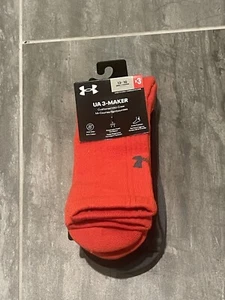 Under Armour Crew 3 Pair Socks Red Navy Gray 1373085 890 XL New With Tags - Picture 1 of 6