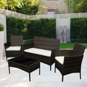 RATTAN GARDEN FURNITURE SET SOFA CHAIRS TABLE SET CONSERVATORY OUTDOOR PATIO - Picture 1 of 11