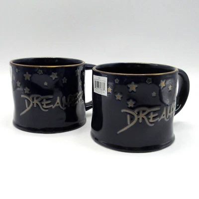 SPECTRUM DESIGNZ GOLD DREAMER SKY COFFEE MUGS SET OF 2 NEW - Image 1 of 4