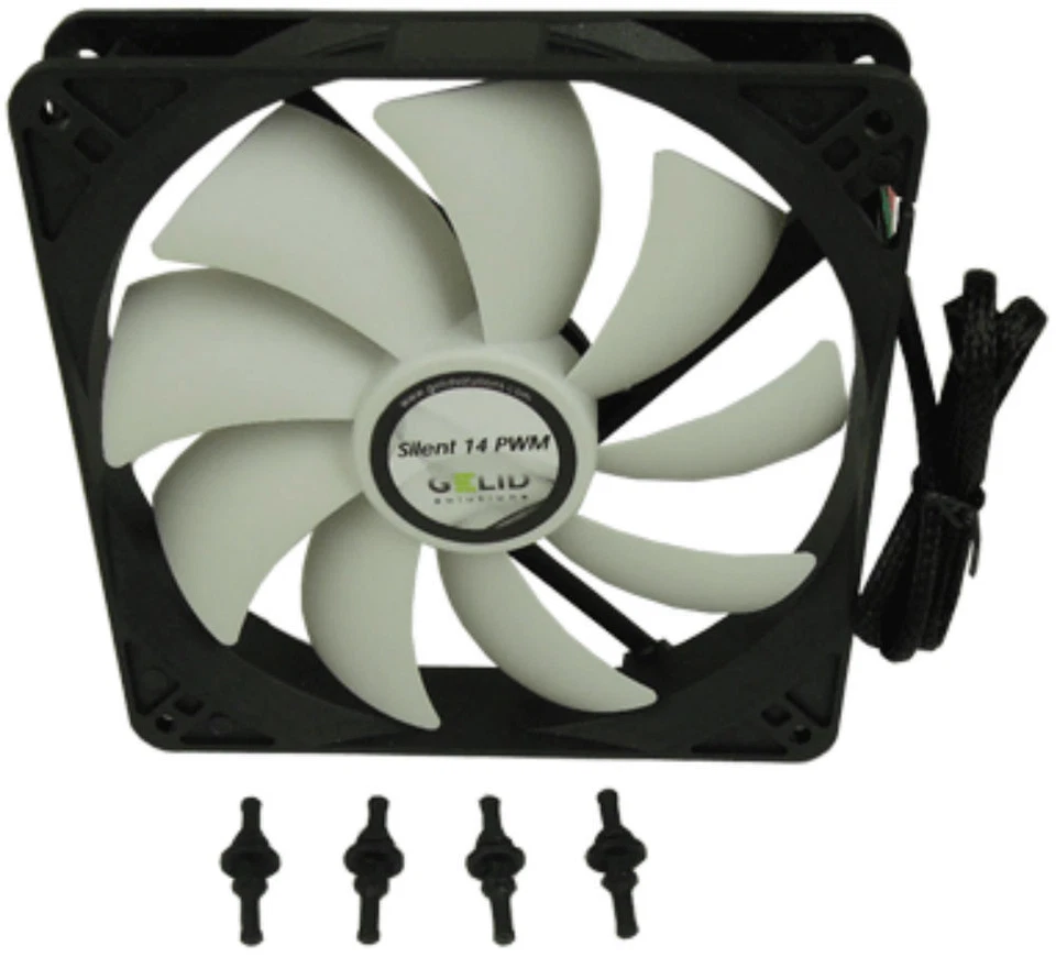 Gelid Solutions Silent 14 PWM 140mm 14cm PWM Quiet PC Case Fan 74.5CFM 1200RPM - Image 1 of 3