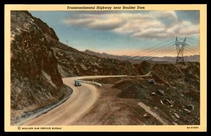 Postcard Transcontinental Highway near Boulder (Hoover) Dam, Nevada LINEN UNP - Picture 1 of 2