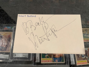 ROBERT REDFORD LEGENDARY ACTOR THE NATURAL PRESIDENTS MEN  SIGNED INDEX CARD JSA