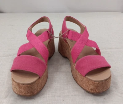 Sandálias femininas Dr. Scholls 6,5 M rosa Elsie plataforma fivela alça slingback novas - Imagem 1 de 4