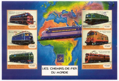 Guinea - 2001 - 2 hojas de recuerdo de tren MNH #1923-4 CV $ 45,00 lote #18 Foto 1 de 2