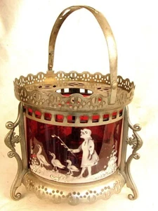 QUEMADOR DE PERFUME MARY GREGORY CRISTAL RUBÍ SOMBRA CHICA GANSO c.1870 - Imagen 1 de 4