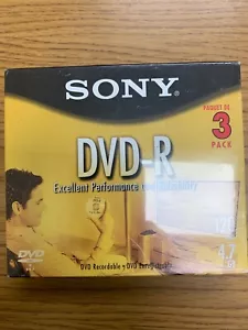 Sony DVD-R 3 pack 120min 4.7gb New Unopened - Picture 1 of 2