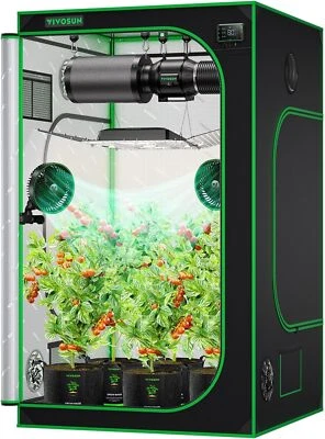 VIVOSUN S448 4x4 Indoor Hydroponic Grow Tent Tri-Layer,Plant Growing 48"X48"X80" - Image 1 of 4