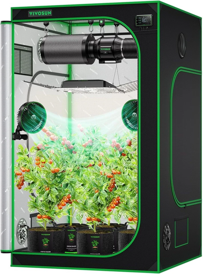 VIVOSUN S448 4x4 Indoor Hydroponic Grow Tent Tri-Layer,Plant Growing 48"X48"X80" - Image 1 of 4