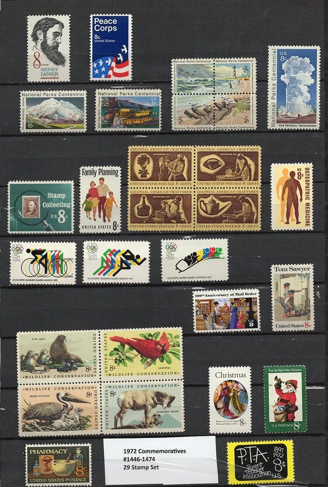 1972 US Commemorative Stamp Set #1445-1474 MINT NH - Image 1 of 1