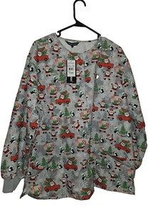 Long Sleeve Christmas Scrub Jacket Samantha Mara NWT Sz L - Picture 1 of 3