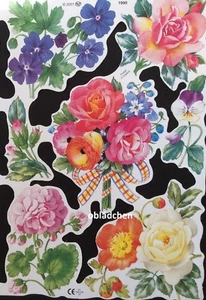 # GLANZBILDER # MLP 1990 sehr schöner Blumen - Bogen, toll auch zum Basteln 3D - Bild 1 von 1