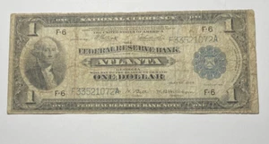 1918 Large Size $1 Federal Reserve Atlanta - Picture 1 of 2