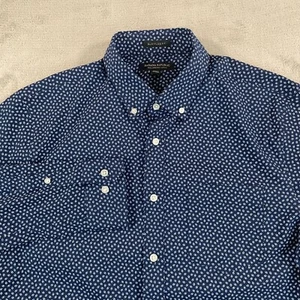 Banana Republic Shirt Men Medium Blue Tech Link Print Slim Flex Fit LS NWOT - Picture 1 of 9