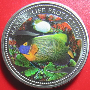 2001 PALAU $1 PROOF MULTICOLOR BIG FISH CORAL MERMAID MARINE-LIFE (no silver) - Picture 1 of 3