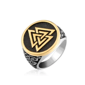Viking's Odin Valknut Pattern Ring Solid 316L Stainless Steel Biker Punk Ring - Picture 1 of 2