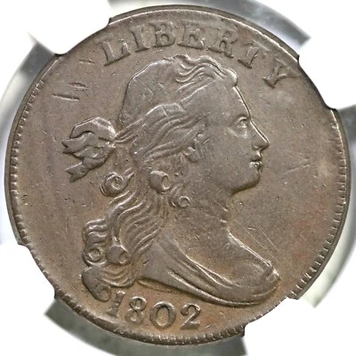 1802 S-233 R-2 NGC XF 40 Draped Bust Large Cent Coin 1c - Image 1 of 3