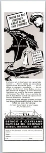 PRINT AD 1941 Detroit and Cleveland Navigation Company Cruise Great Lakes 3 x 10 - Picture 1 of 1