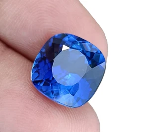 Zafiro azul natural 12,10 quilates forma cojín anillo tamaño piedra preciosa suelta - Imagen 1 de 8