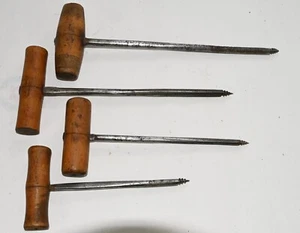 Vintage Set 4 Wood Handled Spoon Bits 1/4” to 3/8” Old Hand Tools Set 2 - Picture 1 of 10