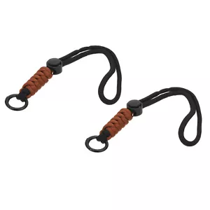 2Pcs Paracord Lanyard Keychain with Spring Ring, Black, Brown - Picture 1 of 7
