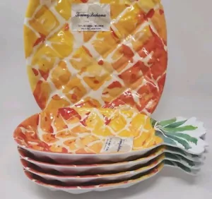 Tommy Bahama Pineapple Shaped MELAMINE Serving Platter Bowl & 4 Dinner Bowls New - Picture 1 of 8